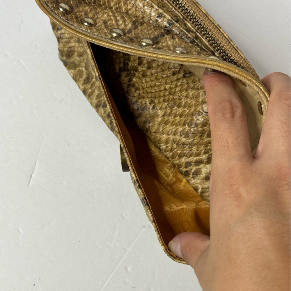 KATHY VAN ZEELAND Faux Snake Clutch Purse with Ornate Strap - Picture 3 of 12